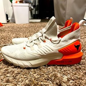 Under Armour Men's Project Rock 3 Training Shoe, orange and white, used once